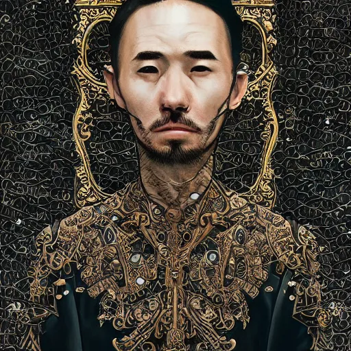 Prompt: fully clothed portrait, akihito yoshida, asaf hanuka, weta fx, cinematic, dramatic, filmic, in a symbolic and meaningful style, insanely detailed and intricate, hypermaximalist, elegant, ornate, hyper realistic, super detailed