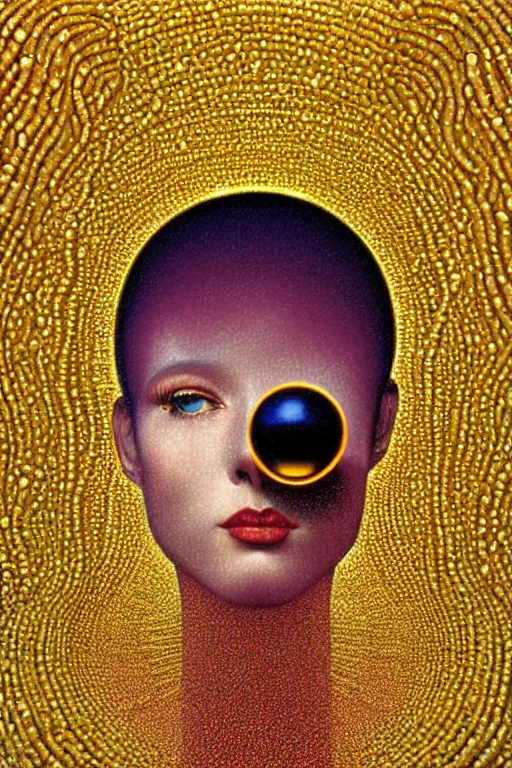 Image similar to 8 0 s art deco close up portait of mushroom head with big mouth surrounded by spheres, rain like a dream digital painting curvalinear clothing cinematic dramatic fluid lines otherworldly vaporwave interesting details epic composition by artgerm rutkowski moebius francis bacon gustav klimt