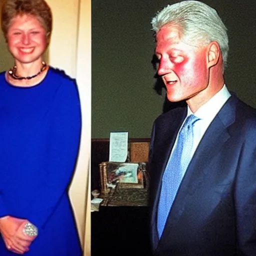 Image similar to realistic photo of bill clinton wearing a blue dress,