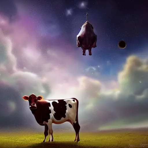 Image similar to cow in space by by geoffroy thoorens