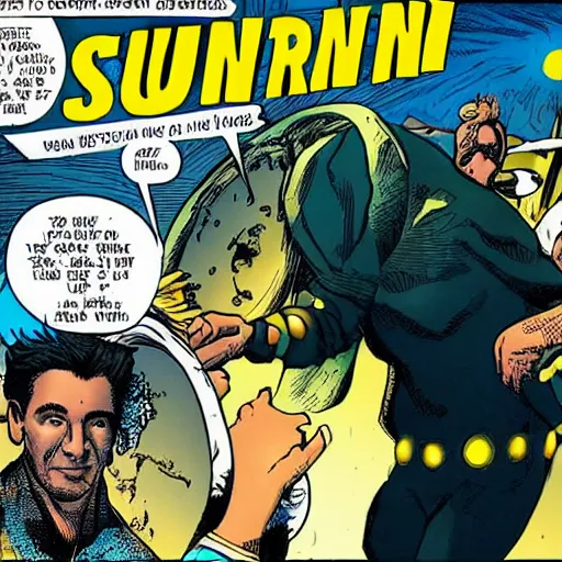 Image similar to grant morrison directing the sun