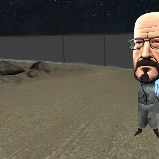 Image similar to Walter White in garry's mod game chasing from NEXTBOT, video, screenshot