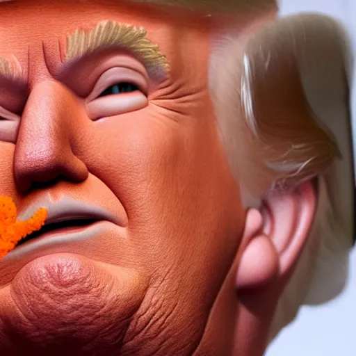 Image similar to donald trump as an actual cheeto, high - res, close - up, varying angles,