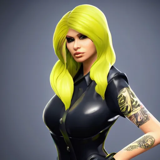 Prompt: portait of haifa wehbe, yellow hair, hd, centred, unreal engine, fortnite style