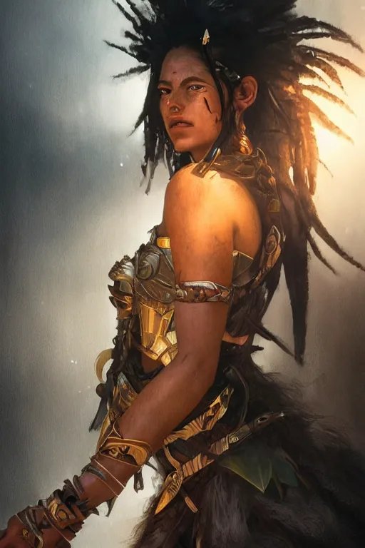 Prompt: portrait of a female Amazon warrior looking fierce and crying, tears, emotional, sci-fi, fantasy, intricate, dramatic studio lighting, highly detailed, high contrast, backlit, cgsociety, artstation, octane render, unreal engine, concept art, sharp focus, art by artgerm and greg rutkowski and alphonse mucha