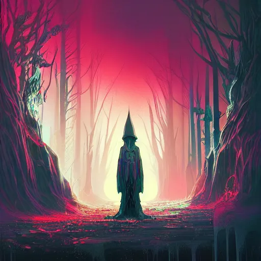 Prompt: Vampire in Fear and Loathing Wonderland, a new age fantasy portrait by Christopher Balaskas and Nekro, vivid color, Album Cover