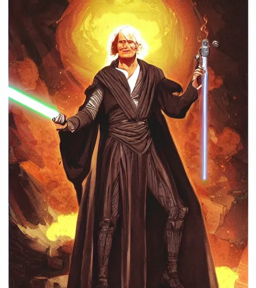 Image similar to a portrait of isaac newton as a jedi knight by cedric peyravernay and marc silvestri