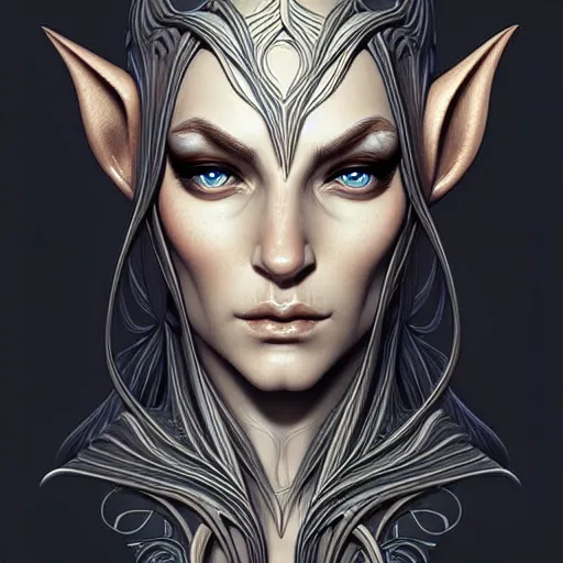 Image similar to digital art, centered head and shoulders of a elven ,intricate, veins, by James Jean and by artgerm , ultradetailed, charachter design, concept art, trending on artstation,