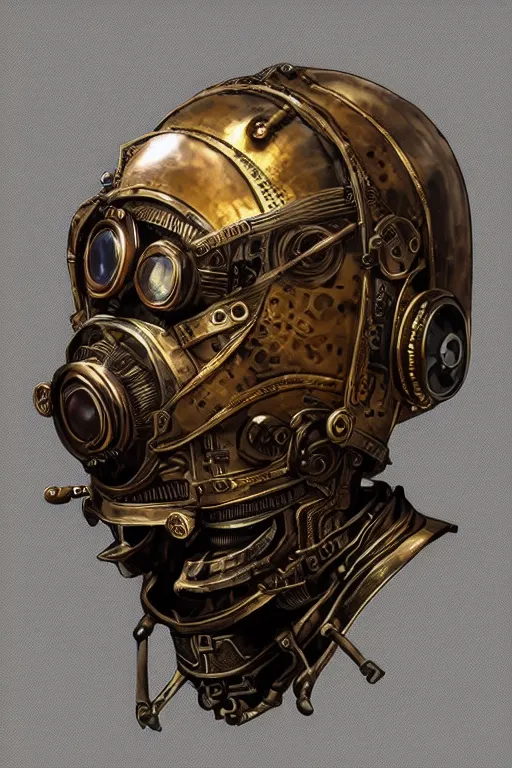 Image similar to steampunk helmet fantasy art mask robot ninja stylized digital illustration sharp focus, elegant intricate digital painting artstation concept art global illumination ray tracing advanced technology chaykin howard and campionpascale and cooke darwyn and davis jack