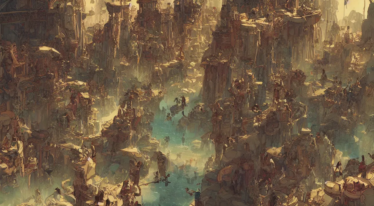 Image similar to vector wonderland bazaar zouk old egypt epic fantasy painting photoshop that looks like it is from borderlands and by feng zhu and loish and laurie greasley, victo ngai, andreas rocha, john harris