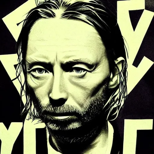 Prompt: Thom Yorke most wanted poster.