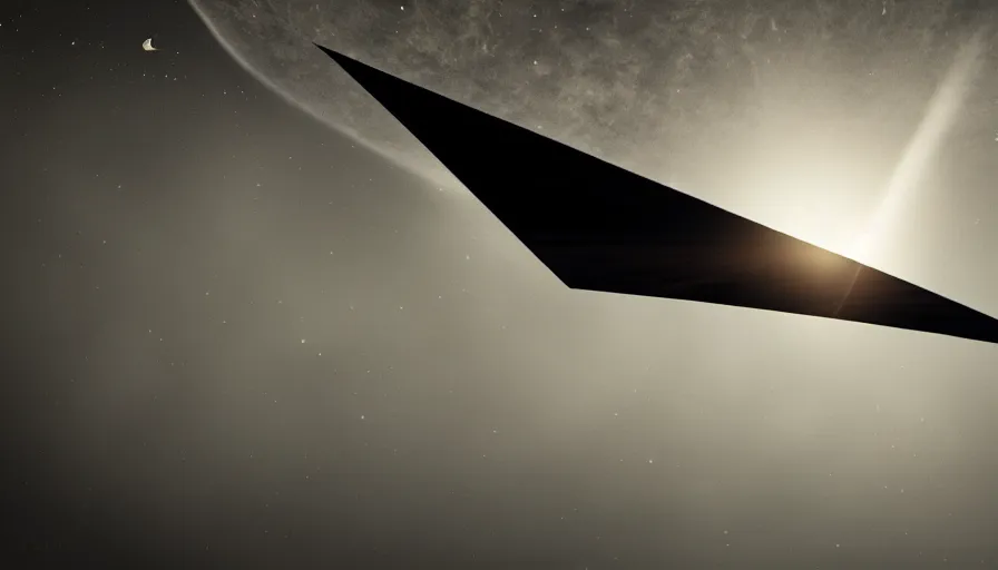 Image similar to no man's sky, solar sail between sun and earth, cinematic, digital art