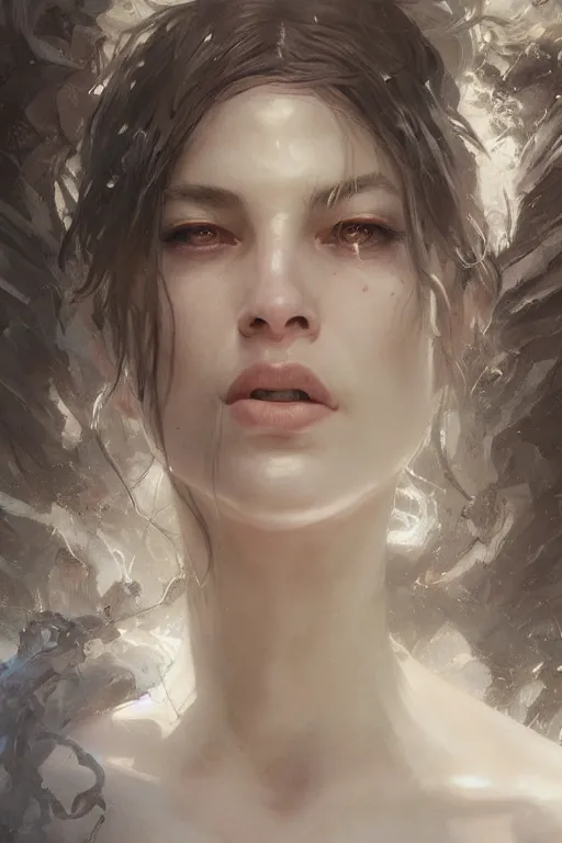 Prompt: Portrait of Ashley Graham, white, marvel comics, dark, intricate, highly detailed, smooth, artstation, digital illustration by Ruan Jia and Mandy Jurgens and Artgerm and Wayne Barlowe and Greg Rutkowski and Zdislav Beksinski