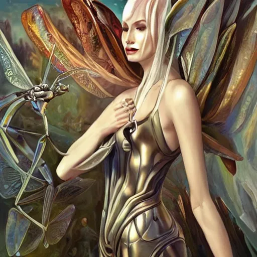 Image similar to human-sized Mantis religiosa shopping on a medival city market; fantasy; D&D; magic; illustration; art by artgerm