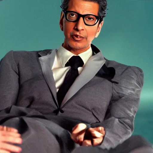 Prompt: jeff goldblum wearing batman underoos