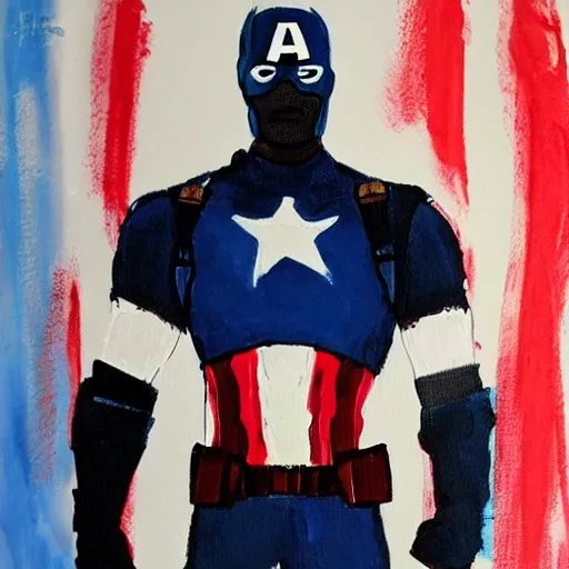 Prompt: Bod Ross, Captain America, painting, portrait