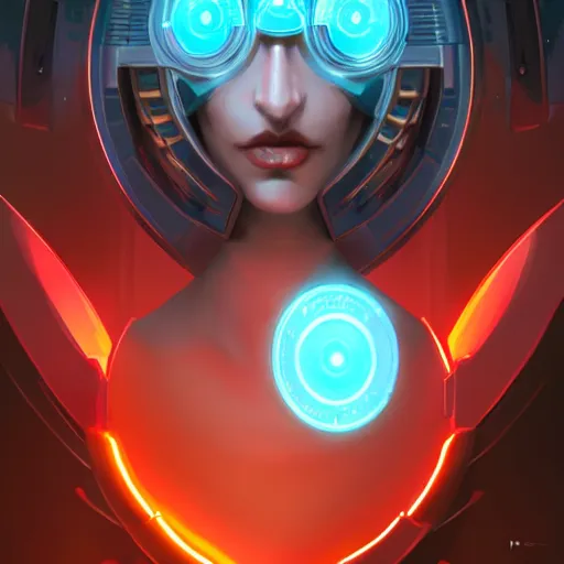 Image similar to symmetrical portrait of a beautiful cybernetic woman hal 9 0 0 0 by pete mohrbacher and guweiz and josan gonzalez, graphic novel, artstation, deviantart, pinterest, 4 k uhd image