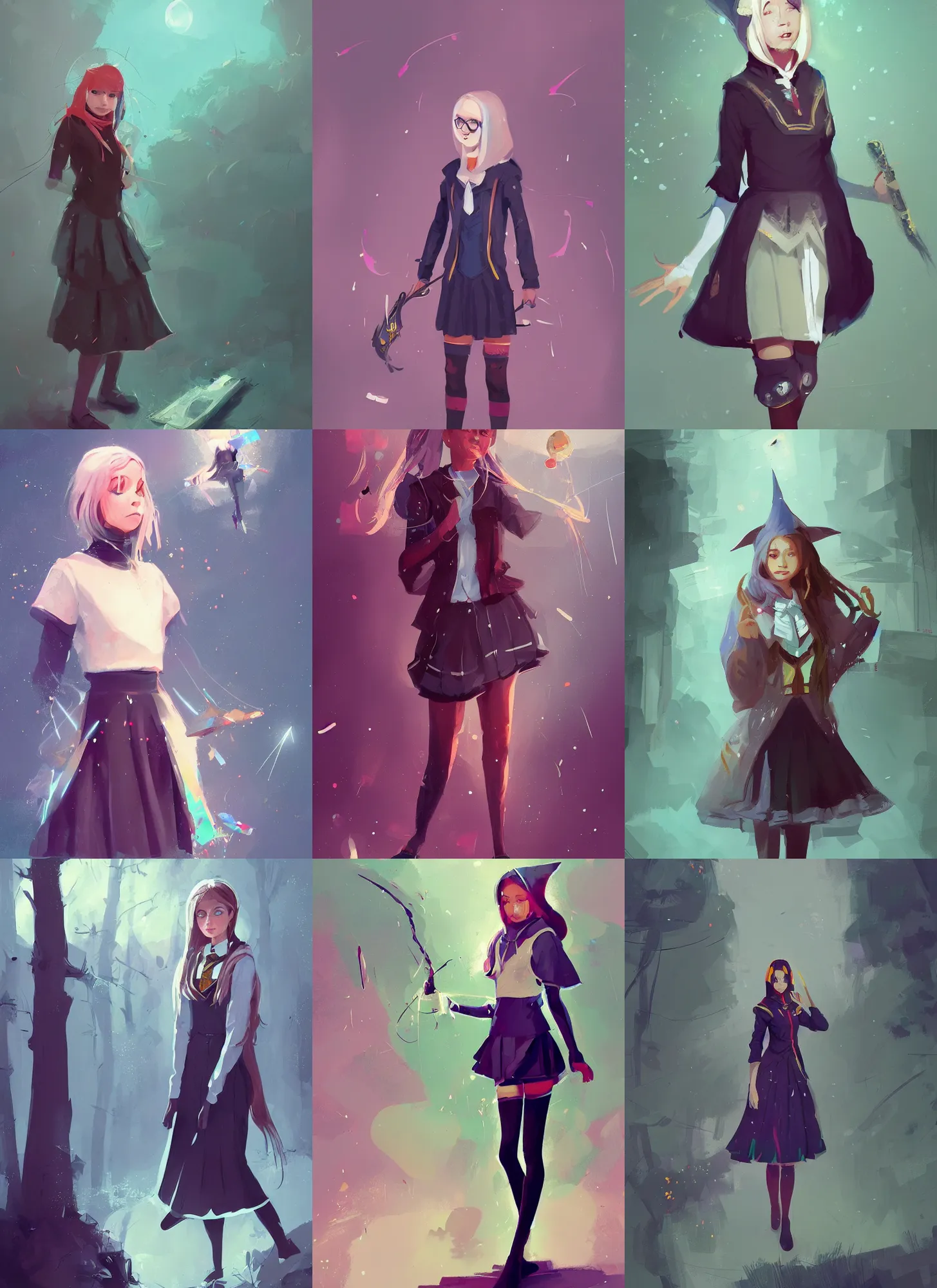 Prompt: a beautiful digital painting art of a full body portrait of a female wizard in a magical school uniform, artwork by ismail inceoglu, trending on artstation