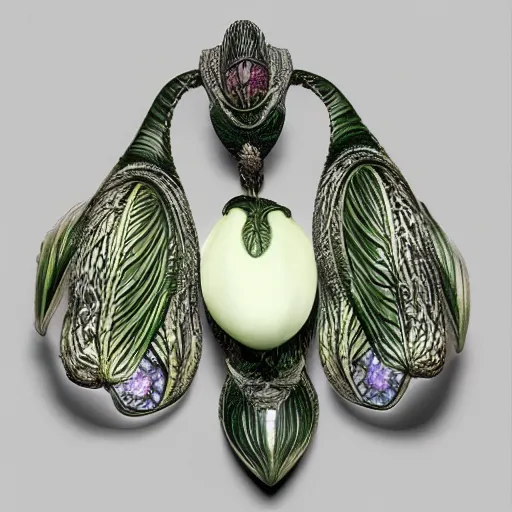 Image similar to hyperrealistic botanical artnouveau construction rene lalique jewelry