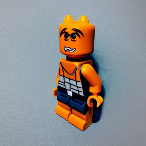 Prompt: “smiling orange scratch cat as a LEGO minifig, product photo”