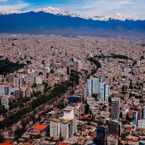 Image similar to santiago de chile, overhead drone shot