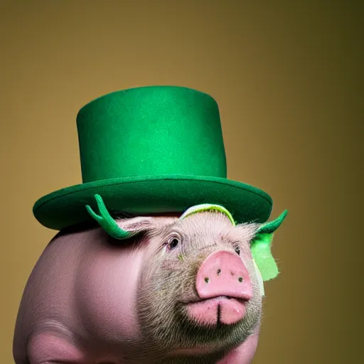 Prompt: green pig wearing a tophat