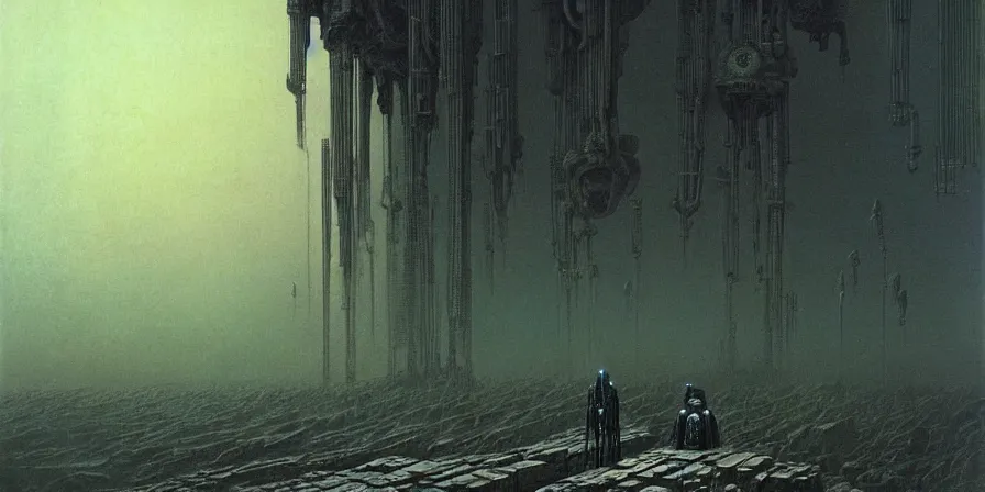 Prompt: Adeptus Mechanicus tech priest wandering mars, Zdzislaw Beksinski, Wayne Barlowe, H.R giger, gothic, biomorphic, amazing details, dystopian, surrealism, cold hue's, warm tone gradient background