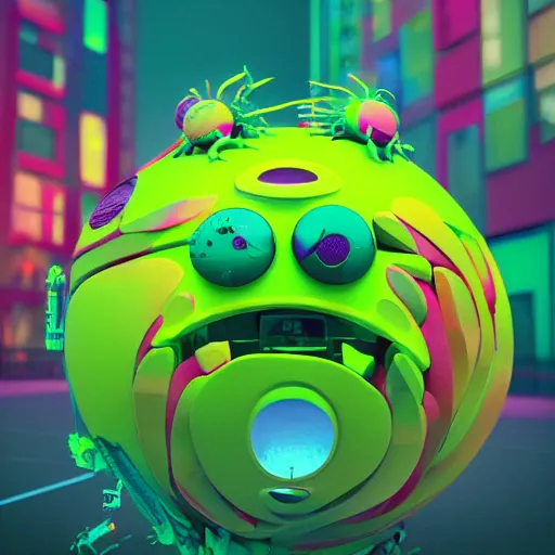 Image similar to a tennis ball monster , colorful, digital art, fantasy, magic, trending on artstation, ultra detailed, professional 3D render by Beeple