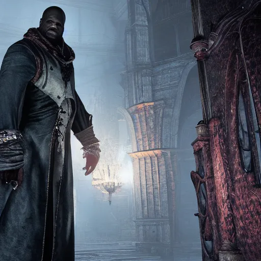 Prompt: shaquille o'neal in bloodborne