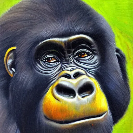 Image similar to gorilla, oil painting