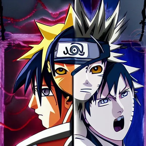 Prompt: AMV poster frame: Naruto vs Sasuke, trending on Artstation, award-winning art