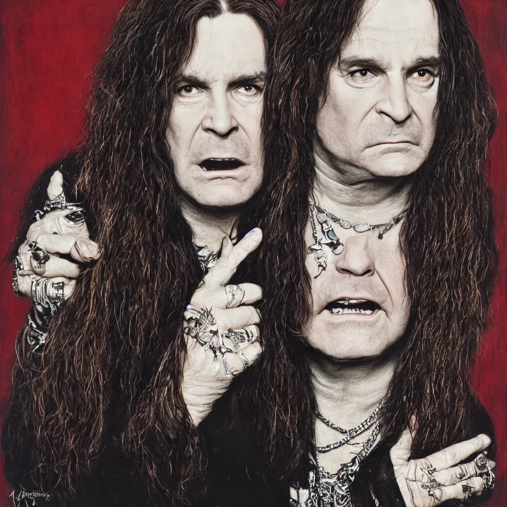 Prompt: portrait of ozzy ozbourne by annie Leibowitz, hyper realistic, sharp focus