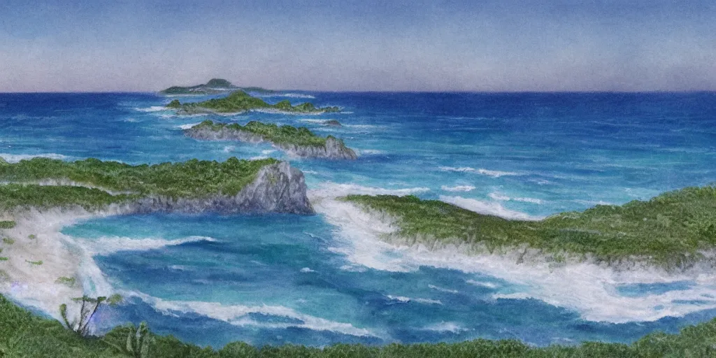 Image similar to The Emerald Coast, matte painting
