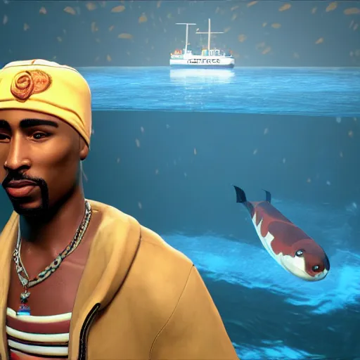 Prompt: Tupac in Subnautica