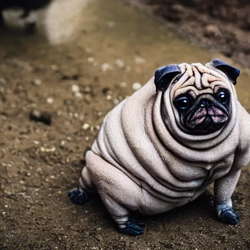 Image similar to a Tardigrade Pug Hybrid, A tardigrade that looks like a pug, afternoon hangout, good times photograph, candid