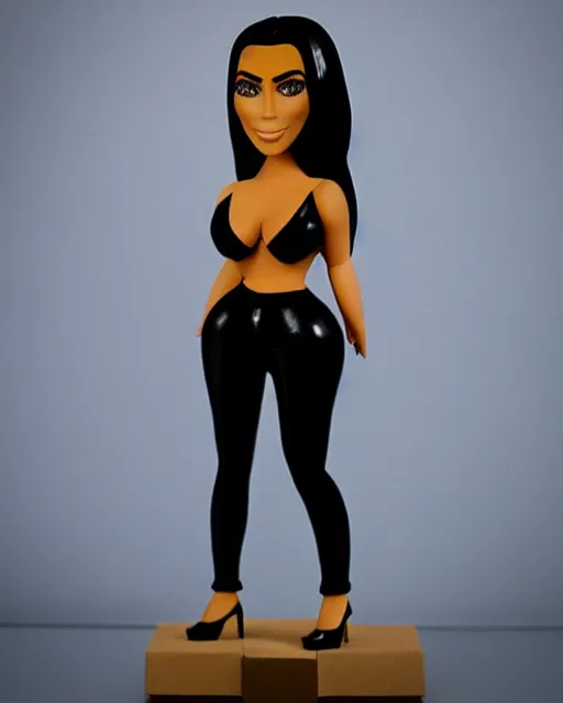 Prompt: kim kardashian, stop motion vinyl figure, plastic, toy