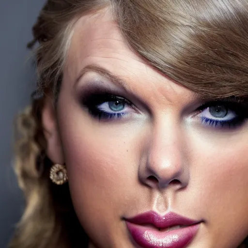 Prompt: Taylor Swift wax portrait close-up, 8k