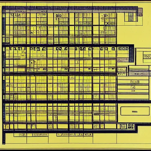 Prompt: computer assemble plan from 1800 on old yellow paper