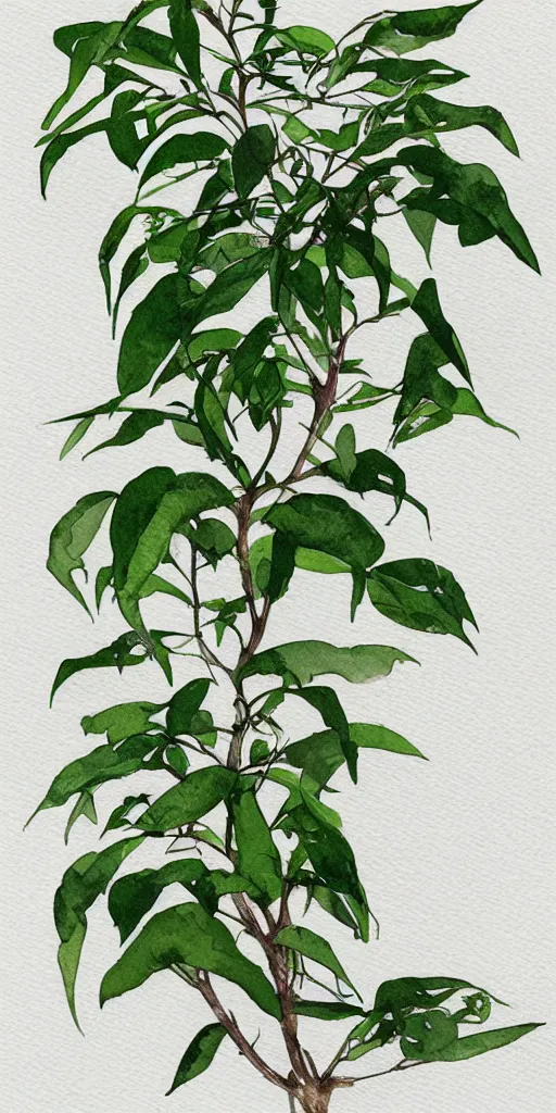Image similar to water color and pen, high resolution, detailed, trending on artstation, alien tea plant