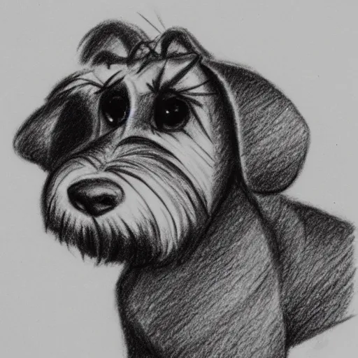 Image similar to milt kahl pencil sketch of mini schnauzer