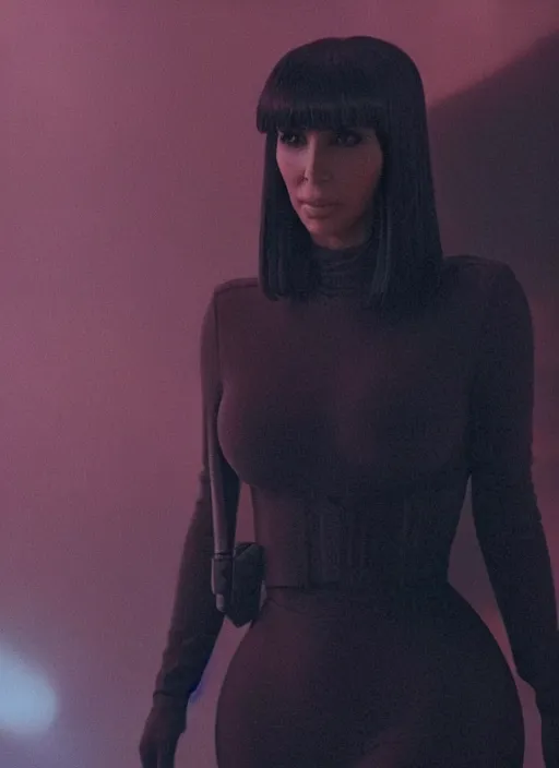 Prompt: film still of kim kardashian as Joi in Bladerunner 2049,