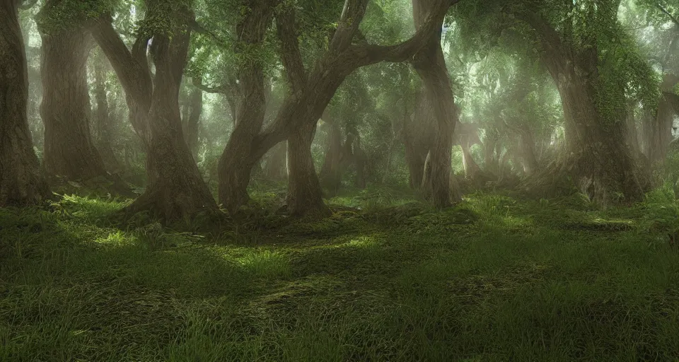 Image similar to Enchanted and magic forest, with Vray