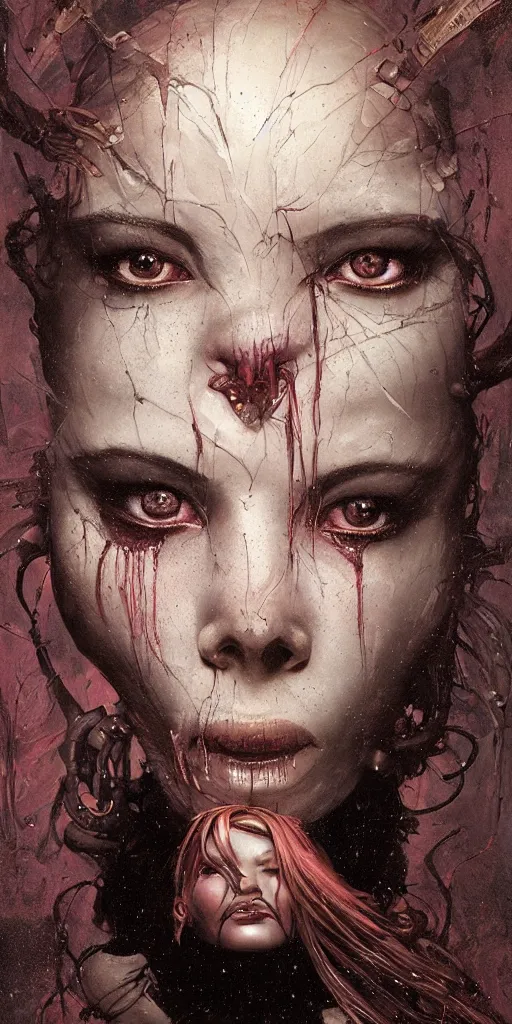 Prompt: dream portrait of a succubus in a dark ancient attic room,full character, melting ,8k,by tristan eaton,Stanley Artgermm,Tom Bagshaw,Greg Rutkowski,Carne Griffiths, Ayami Kojima, Beksinski, Giger,trending on DeviantArt,face enhance,hyper detailed,minimalist,cybernetic, android, blade runner,full of colour