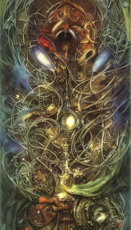 Image similar to techno artwork, by brian froud