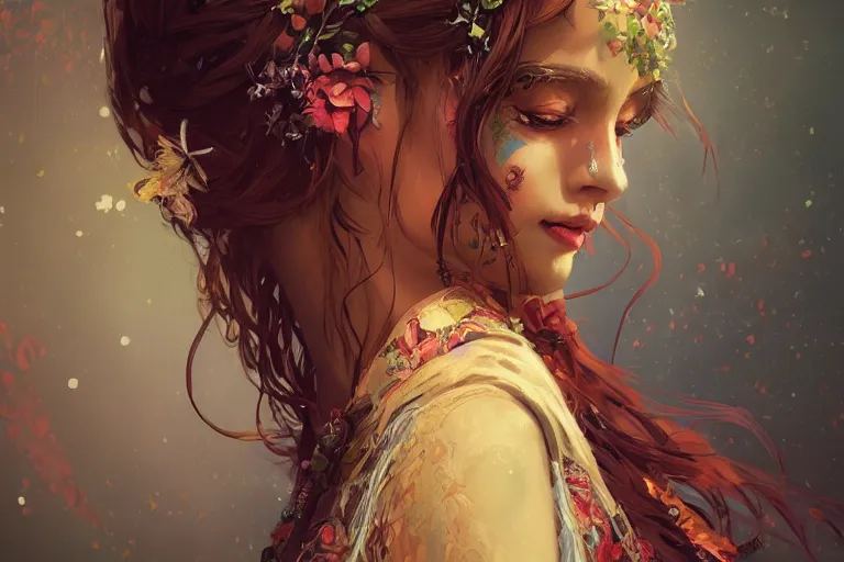 Image similar to a beautiful bohemian girl, intricate, highly detailed, digital painting, artstation, official media, anime key visual, concept art, rich vivid colors, ambient lighting, sharp focus, illustration, art by wlop