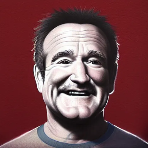 Image similar to pencil illustration of Robin Williams trending on art station Greg rutkowski cinematic