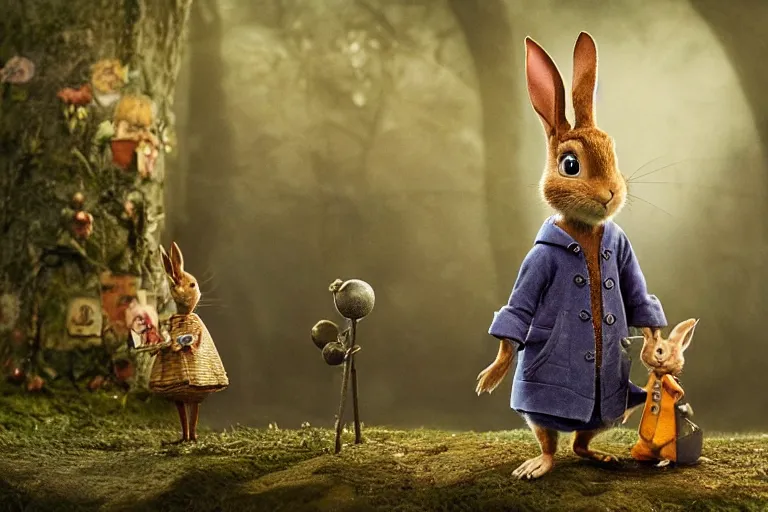 Prompt: Peter Rabbit in Coraline (2007), highly detailed, high quality, HD, 4k, 8k, Canon 300mm, professional photographer, 40mp, lifelike, top-rated, award winning, realistic, sharp, no blur, edited, corrected, trending