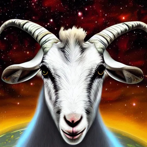 Prompt: goat in space, photorealistic