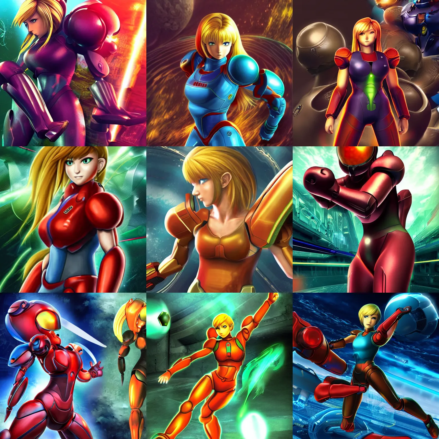 Prompt: Samus Aran, official promotional art