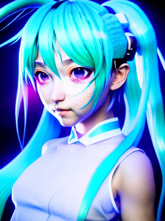 Image similar to portrait art of hatsune miku 8 k ultra realistic, lens flare, atmosphere, glow, detailed, intricate, full of colour, cinematic lighting, trending on artstation, 4 k, matte, hyperrealistic, focused, extreme details, unreal engine 5, cinematic, masterpiece